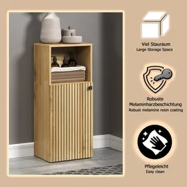 WELLTIME Unterschrank WELLTIME "Amrum", braun (eiche), B:40cm H:95cm T:31cm, FSC-zertifizierter Holzwerkstoff, Kunststoff, Metall, Schränke, Unterschrank, Badschrank mit offenem Fach und Rillenoptik - Maße (B/T/H) 40/31/95 cm