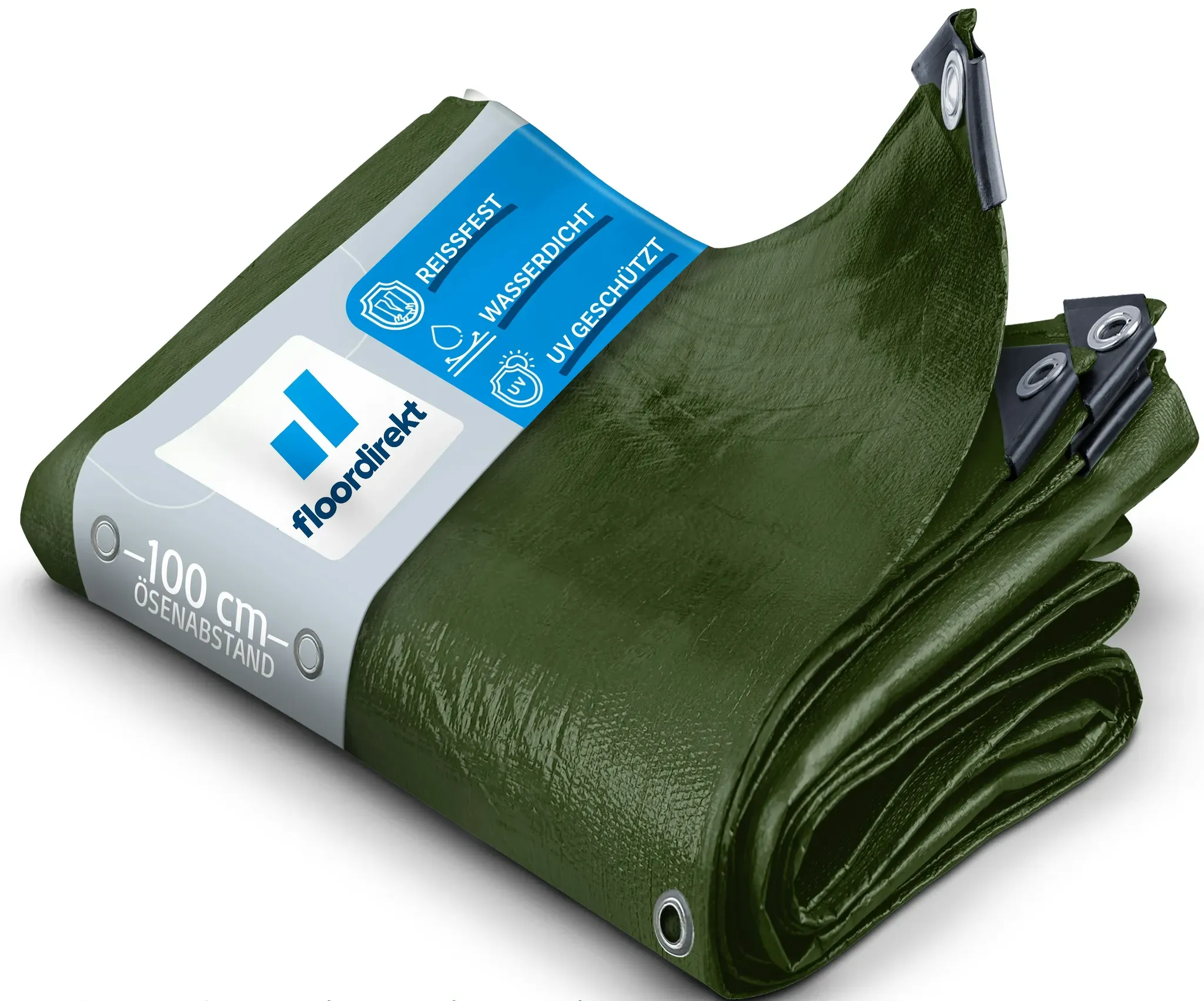 Abdeckplane 140 g/m2 (3 x 5 m, Grün) wasserdichte Plane mit Ösen - Gewebeplane Schutzplane