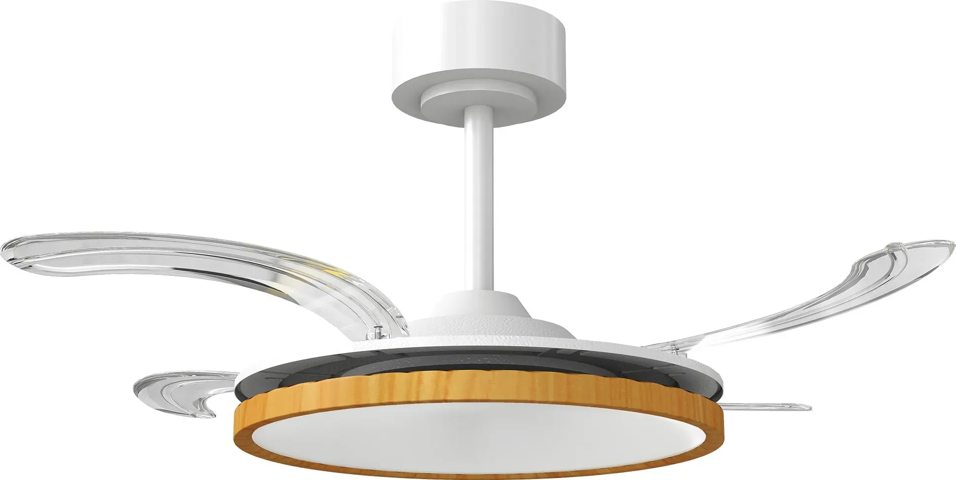 HOMCOM Deckenventilator mit Beleuchtung, einziehbare Flügel, Ø95 cm, 80 W Dimmbare LED Deckenleuchte mit Ventilator, 3 Lichtfarben, Fernbedienung, 6 Geschwindigkeiten, Timer, DC Motor, Natur   Aosom