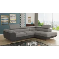 Sofnet Ecksofa Caris mit Schlaffunktion und einstellbare Kopfstützen, Wohnlandschaft mit Bettkasten, Couch, Sofa (Dunkelgrau + ... - Dunkelgrau/Grau