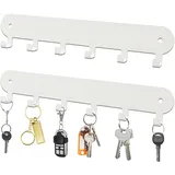 AIVORO 2 Stück Schlüsselbrett Weiss: Schlüsselbrett mit 6 Haken - Schlüsselbrett Ohne Bohren, Key Holder, Schlüsselhalter Wand,Hakenleiste Selbstklebend