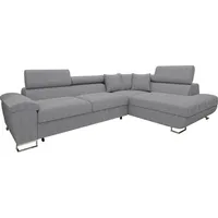 MIRJAN24 Ecksofa Cotere Cord, L-Form Eckcouch mit Schlaffunktion und Bettkasten (Farbe: Poso 110, Seite: Rechts) - Grau