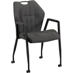Armlehnstuhl OMG DESIGN "Point", grau (anthracit, schwarz), B:55cm H:90cm T:63cm, Stühle, Esszimmerstuhl mit Rollen, Bürostuhl