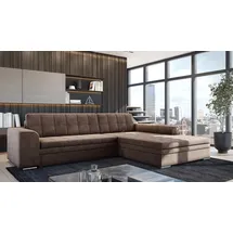 Fun Möbel Ecksofa Sofa SARRA mit Schlaffunktion Stoff Fresh Braun Ottomane Rechts