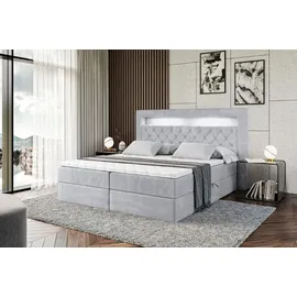 altdecor BOXBETT LED mit H3-Matratze und Lattenrost - NOEL GOLD - 160x200 Hellgrau