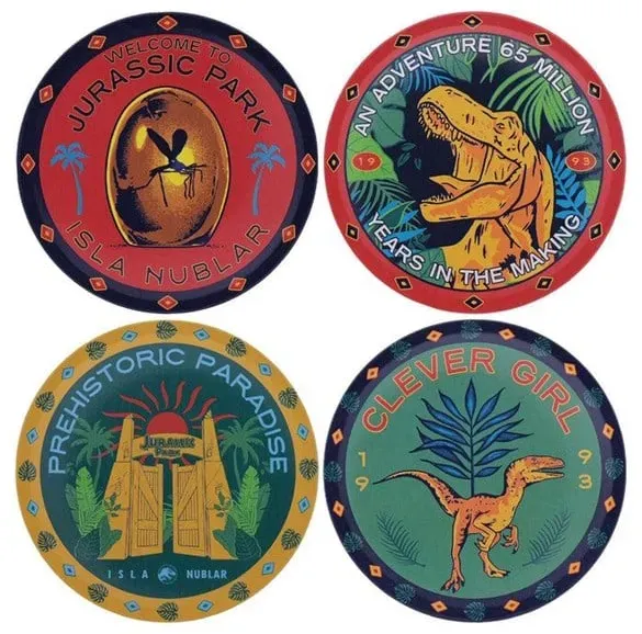 - Jurassic Park Set of 4 Printed Metal Drinks Coasters - Untersetzer