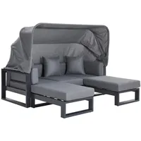 Amatio Loungesofa, Anthrazit, Metall, Textil, 5-Sitzer, Füllung: Schaumstoff,Schaumstoff,Polyester, einzeln stellbar, 196x60x90 cm, Bsci, verstellbares Dach, Loungemöbel, Gartensofas