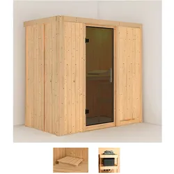 Sauna KARIBU "Vada", beige (naturbelassen), ohne Ofen, (ohne Ofen), Saunen, ohne Ofen