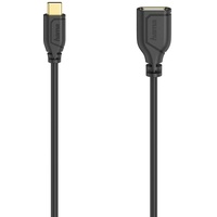 Hama USB-C-OTG-Kabel Flexi-Slim USB 2.0 480Mbit/s 0.15m Schwarz