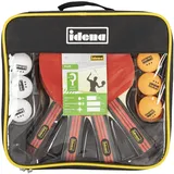 IDENA 40222 - 12-teiliges Tischtennis Set Profi inkl. 4 Tischtennisschläger, 8 Tischtennisbälle in Weiß und Orange in 3-Stern Qualität, verpackt in einer Tragetasche