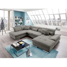 Set One by Musterring Wohnlandschaft "SO 4100 komfortable Federkernunterfederung, inkl. Kopfteilverstellung", grau (grau 10), B:365cm H:80cm T:225cm, SET ONE BY MUSTERRING, Sofas, Wohnlandschaft, wahlweise Bettfunktion und Sitztiefenverstellung, U-Form
