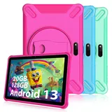 FASTWD Tablet für Kinder 10 Zoll, Kinder Tablet Android 13 Tablet 20GB RAM +128 GB ROM (Erweiterbar SD),Spiele, Kindersicherung,1280 * 800 IPS Display,5G WiFi,Bluetooth 5.0,Bildung Tablet(Rosa)