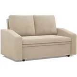mebligo - Sofa 2 Sitzer mit Schlaffunktion 148 x 90 x 87 cm NEO-Kollektion, Sofa Cord, Kleine Couch, Schlafsofa mit Bettkasten, Wohnzimmer Möbel, Schlafcouch Klein Beige