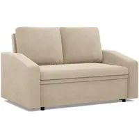mebligo - Sofa 2 Sitzer mit Schlaffunktion 148 x 90 x 87 cm NEO-Kollektion, Sofa Cord, Kleine Couch, Schlafsofa mit Bettkasten, Wohnzimmer Möbel, Schlafcouch Klein Beige