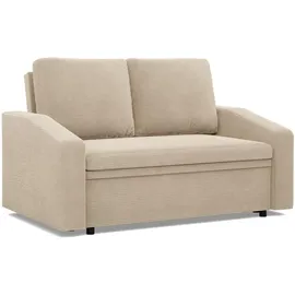 mebligo - Sofa 2 Sitzer mit Schlaffunktion 148 x 90 x 87 cm NEO-Kollektion, Sofa Cord, Kleine Couch, Schlafsofa mit Bettkasten, Wohnzimmer Möbel, Schlafcouch Klein Beige