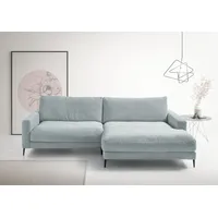 Ecksofa INOSIGN "Downtown, B/T/H: 272/190/84 cm L-Form", blau (hellblau), B:272cm H:84cm T:190cm, 88% Polyester, 12% Polyacryl, Sofas, weicher Sitzkomfort auch in Cord und Bouclé, incl. Zierkissen