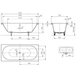 Kaldewei Classic Duo 105 70 x 170 cm (290500013001)