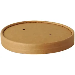 VEPATIM 25x Deckel für Bio-Suppenbecher Pappe rund O11,5cm braun biologisch abbaubar