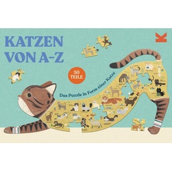 Laurence King Konturenpuzzle Katzen von A bis Z, 50 Puzzleteile bunt