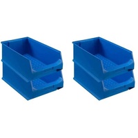 SuperSparSet 4x Blaue Sichtlagerbox 5.0 | HxBxT 20x30x50cm | 21,8 Liter | Sichtlagerbehälter, Sichtlagerkasten, Sichtlagerkastensortiment, Sortierbehälter
