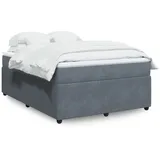 vidaXL Boxspringbett mit Matratze Dunkelgrau 140x200 cm Samt