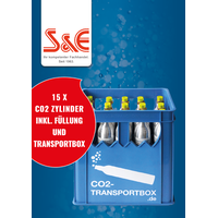 CO2 Zylinder Transportbox inkl. 15 volle Flaschen 425 g Kohlensäure 60l Soda