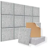 Rhein Beleuchtung Akustikplatte 12 Stück Selbstklebend Akustikplatten (30x30x0,9 cm), (Set, 12-St., akustikpaneele selbstklebendm, akustik paneele, schallabsorber), Schallschutz mit hoher Dichte für Wand Decken Holz & Tür grau|silberfarben