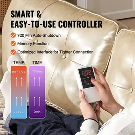 Vevor Ferninfrarot Wärmepad, Amethyst-Therapiematte 39–70 °C heiße Edelstein-Heizmatte zur Schmerzlinderung am ganzen Körper (183 x 61 cm)