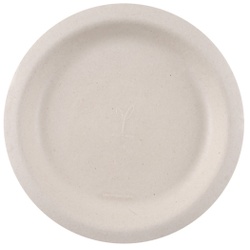 NATURESTAR Einwegteller Natural Bagasse, rund, Zuckerrohrteller mit hoher Wasserresistenz, 1 Packung = 50 Stück, Ø 22,5 cm