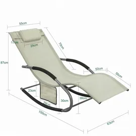 SoBuy Sonnenliege 2 Personen Gartenliege bis 150kg, Beige