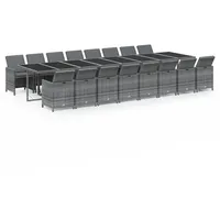 vidaXL Garten-Essgruppe 17-tlg. Grau