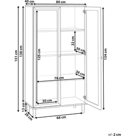 Beliani Vitrine Tingledale 80 x 40 x 151 cm Schwarz/Braun