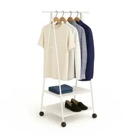 Relaxdays Kleiderständer Rollen, 2 Vliesablagen, HBT:160x55x42cm, Eisen, Standgarderobe für