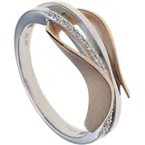 Jobo Diamantring "Bicolor Ring" Gr. 56, roségold 585, Fingerringe, Damen, 56, SI = kleine Einschlüsse, Diamanten Roségold 585 Weißgold 585, Diamanten, Roségold 585, Weißgold 585, Diamantring, 585 Gold mit 9 Diamanten