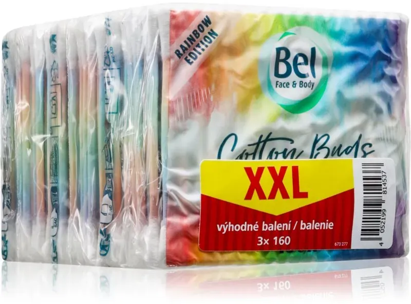 Bel Face & Body Rainbow Wattestäbchen vorteilhafte Packung 3x160 St.