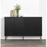 Hammel Furniture Sideboard HAMMEL FURNITURE "Mistral Kubus", schwarz, B:136cm H:89cm T:32,5cm, Spanplatte, Massivholz, Sideboards, mit vier Türen und Metall Füße, Breite: 136 cm