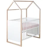 roba 2in1 Baby- & Beistellbett Cabane Babybett Holz Natürlich/Natur, Weiß