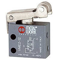 Riegler 3/2-Wege-Miniaturventil mechan., Rollenhebel, NO, 4 mm seitlich