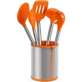 Bra Efficient Set mit 5 Küchenutensilien und Karussell Edelstahl Nylon Silikon 14,5 x 15 x 37,5 cm Orange