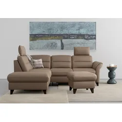 Ecksofa SIT & MORE "Mellum L-Form", braun (nuss), B:253cm H:87cm T:212cm, 100% Polyester, Sofas, Federkern, wahlweise mit Bettfunktion, Stauraum und Armteilfunktion