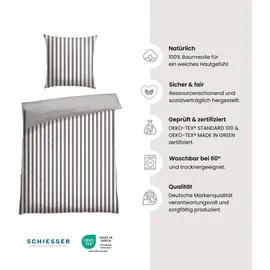SCHIESSER Marie grau/weiß 135 x 200 cm + 80 x 80 cm