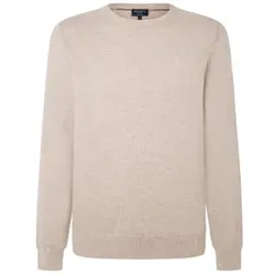 Hackett London für Herren. HM703082 Pullover Rundhalsausschnitt beige (L), Lässig, Baumwolle, Langarm