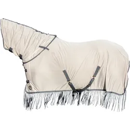 HKM Fliegendecke Fringes-Style mit abnehmbarem Halsteil 125 cm Silber/Grau