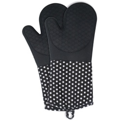 WENKO Silikon Topfhandschuhe, Hitzeschutzhandschuhe mit Handflächen aus Silikon, Farbe: schwarz