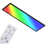 Briloner Leuchten - Ultraflache Deckenlampe RGB, Deckenleuchte CCT, LED Panel, Farbtemperatur einstellbar, Farbwechsel, Dimmbar, Fernbedienung, Schwarz, 119.5 x 29.5cm