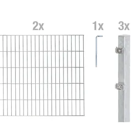 GAH Alberts Doppelstabmattenzaun 400 x 140 cm Silber/Stahl