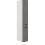 Impuls Küchen Seitenschrank IMPULS KÜCHEN "Prag", Breite/Höhe: 30/190,7 cm", grau (beton, optik schiefer dunkelgrau), B:30cm H:190,7cm T:57,6cm, Dekorfolie, Holzwerkstoff, Schränke, Seitenschrank, vormontiert, mit Drehtüren, mit verstellbaren Fachböden