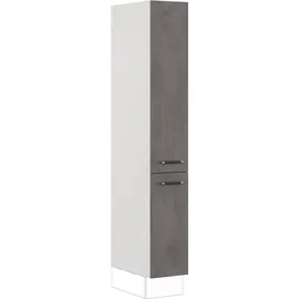 Impuls Küchen Seitenschrank IMPULS KÜCHEN "Prag", Breite/Höhe: 30/190,7 cm", grau (beton, optik schiefer dunkelgrau), B:30cm H:190,7cm T:57,6cm, Dekorfolie, Holzwerkstoff, Schränke, Seitenschrank, vormontiert, mit Drehtüren, mit verstellbaren Fachböden