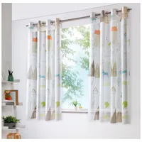 heimtexland ® Vorhang Kindergardine Skandi Leinen Optik Natur Bunt Deko Gardine Kinderzimmer Transparent Typ755 Ösenschal HxB 175x135 cm