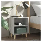 vidaXL Nachtschrank mit Massivholz-Beinen 40 x 30 x 50 cm Betongrau